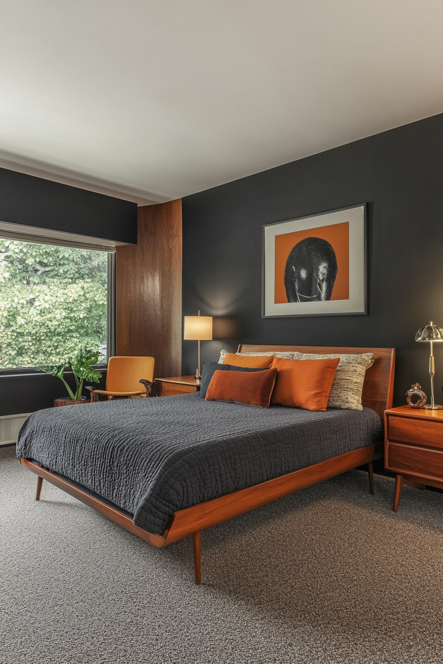 11. Mid-Century Modern (Black And Gray Bedroom Ideas) - Black And Gray Bedroom Ideas