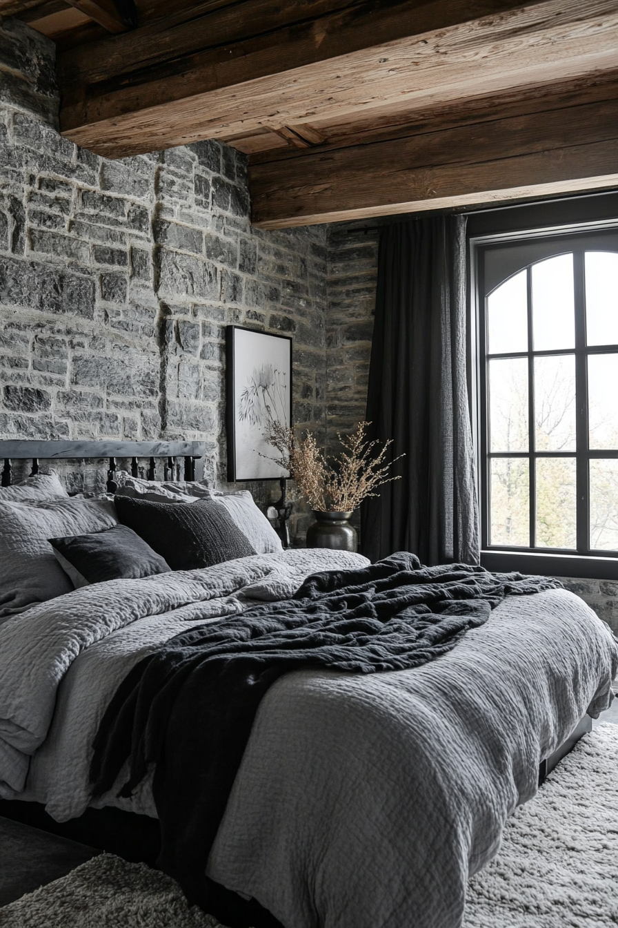 13. Rustic Charcoal (Black And Gray Bedroom Ideas) - Black And Gray Bedroom Ideas