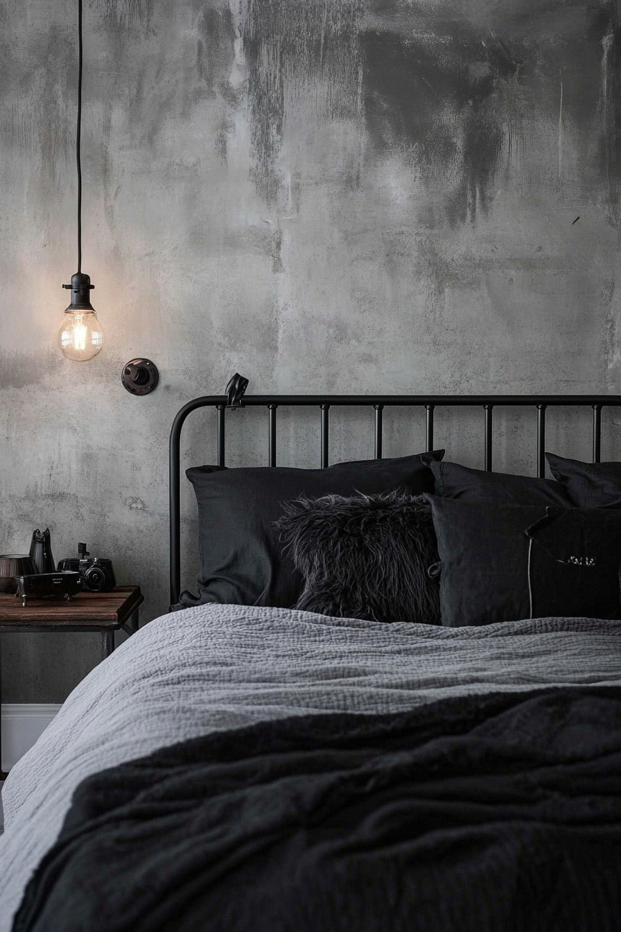 27. Chic Industrial (Black And Gray Bedroom Ideas) - Black And Gray Bedroom Ideas