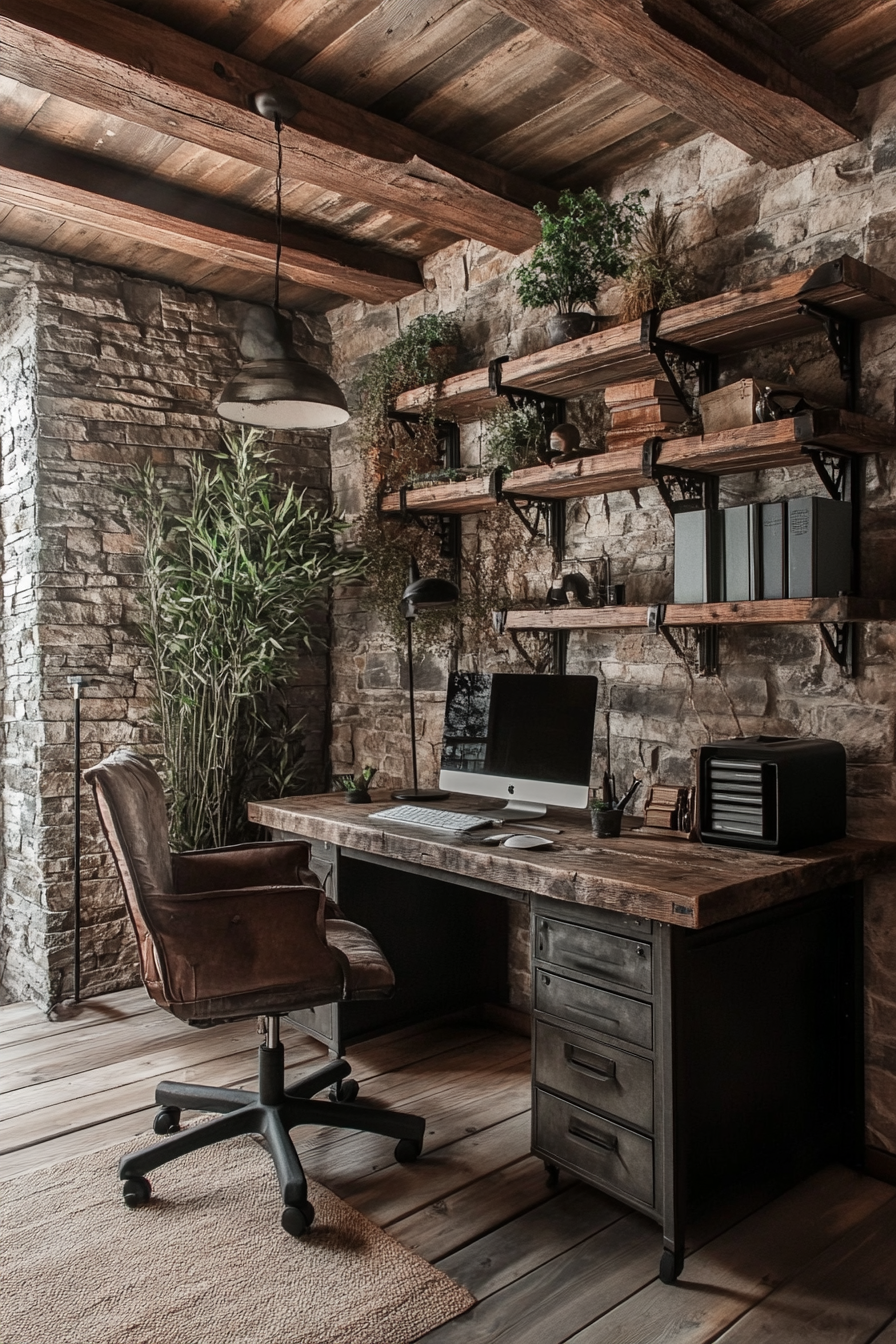7. Rustic Cabin Office (Masculine Home Office Ideas) - Masculine Home Office Ideas