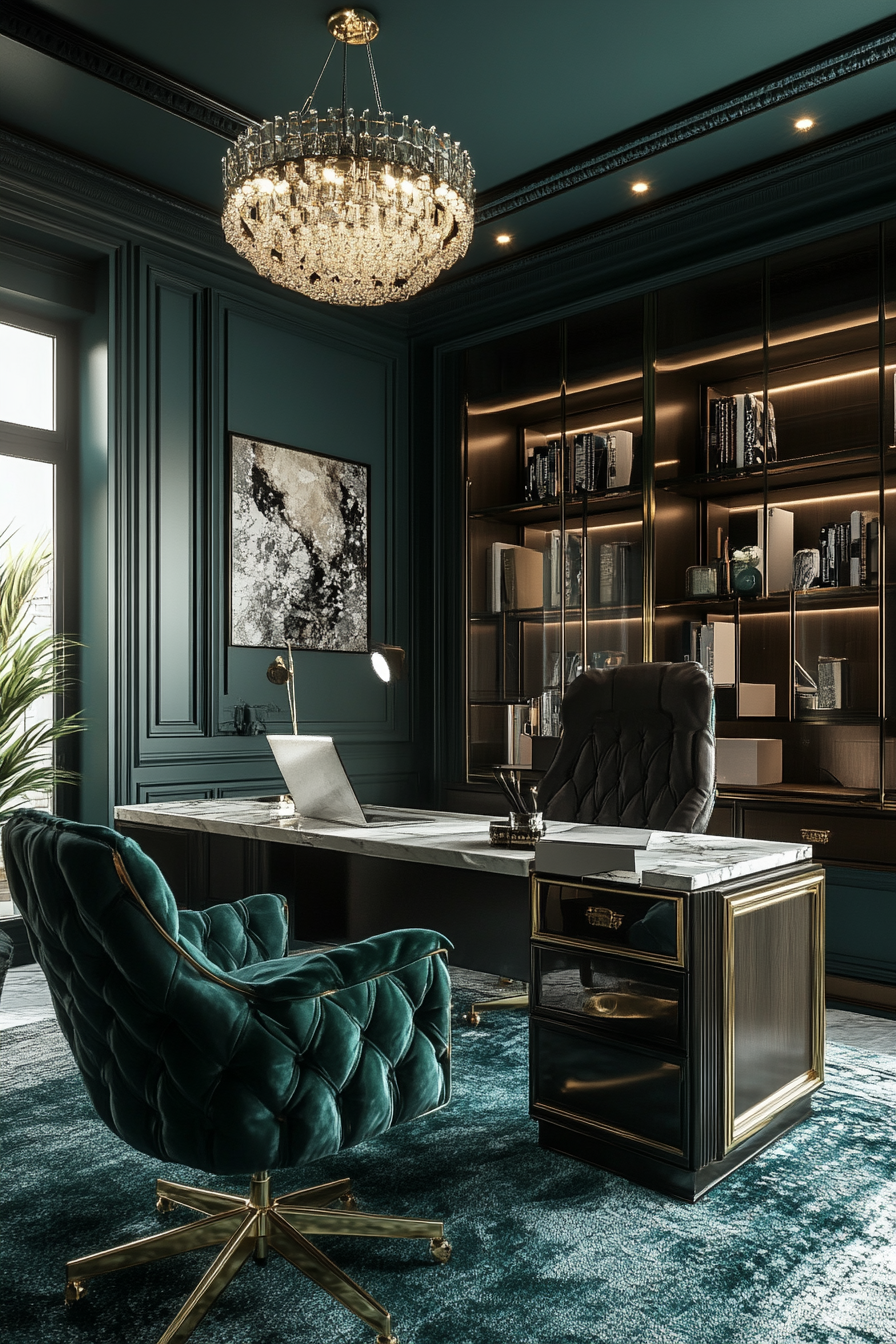 17. Luxury Lounge Office (Masculine Home Office Ideas) - Masculine Home Office Ideas