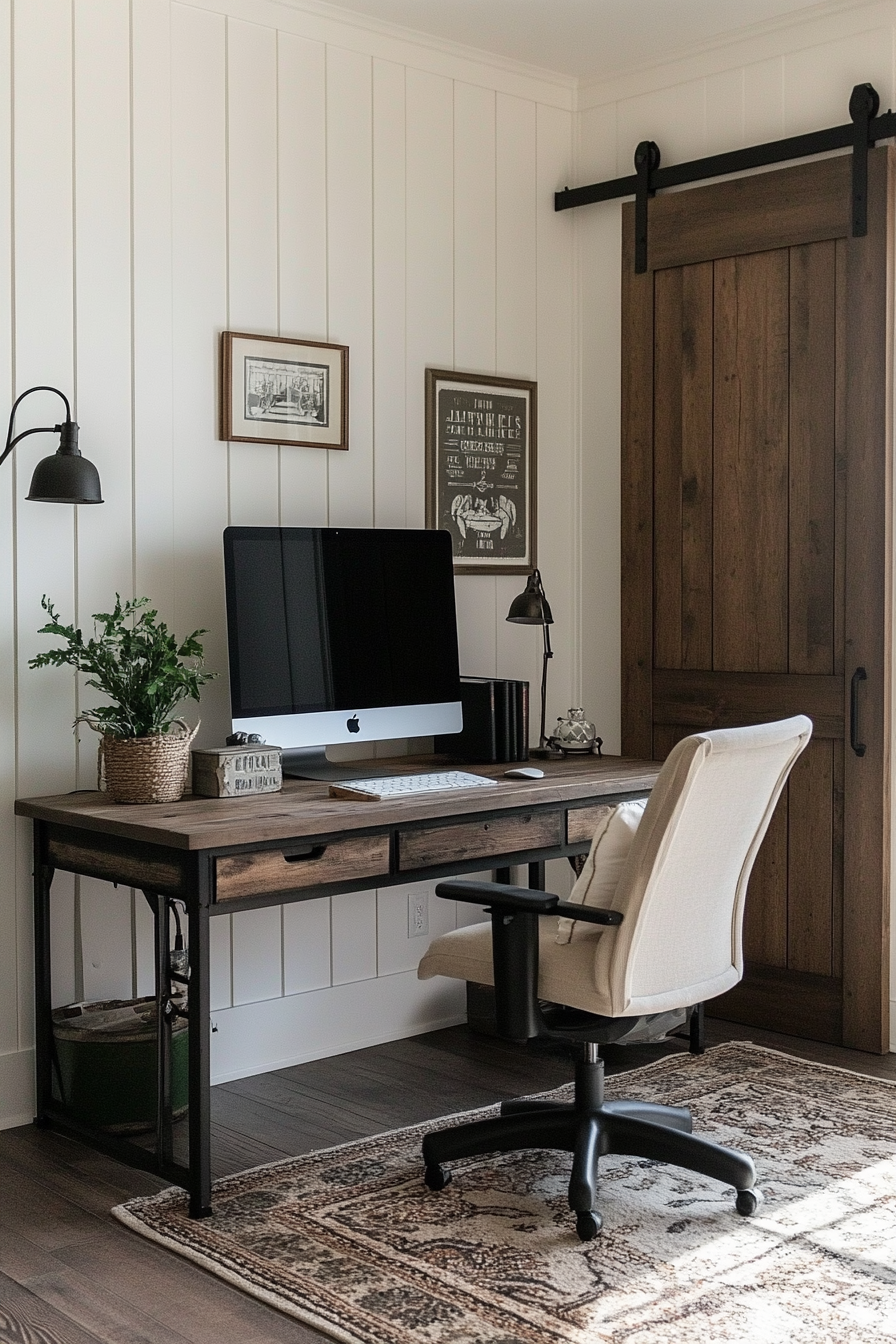 21. Modern Farmhouse (Masculine Home Office Ideas) - Masculine Home Office Ideas